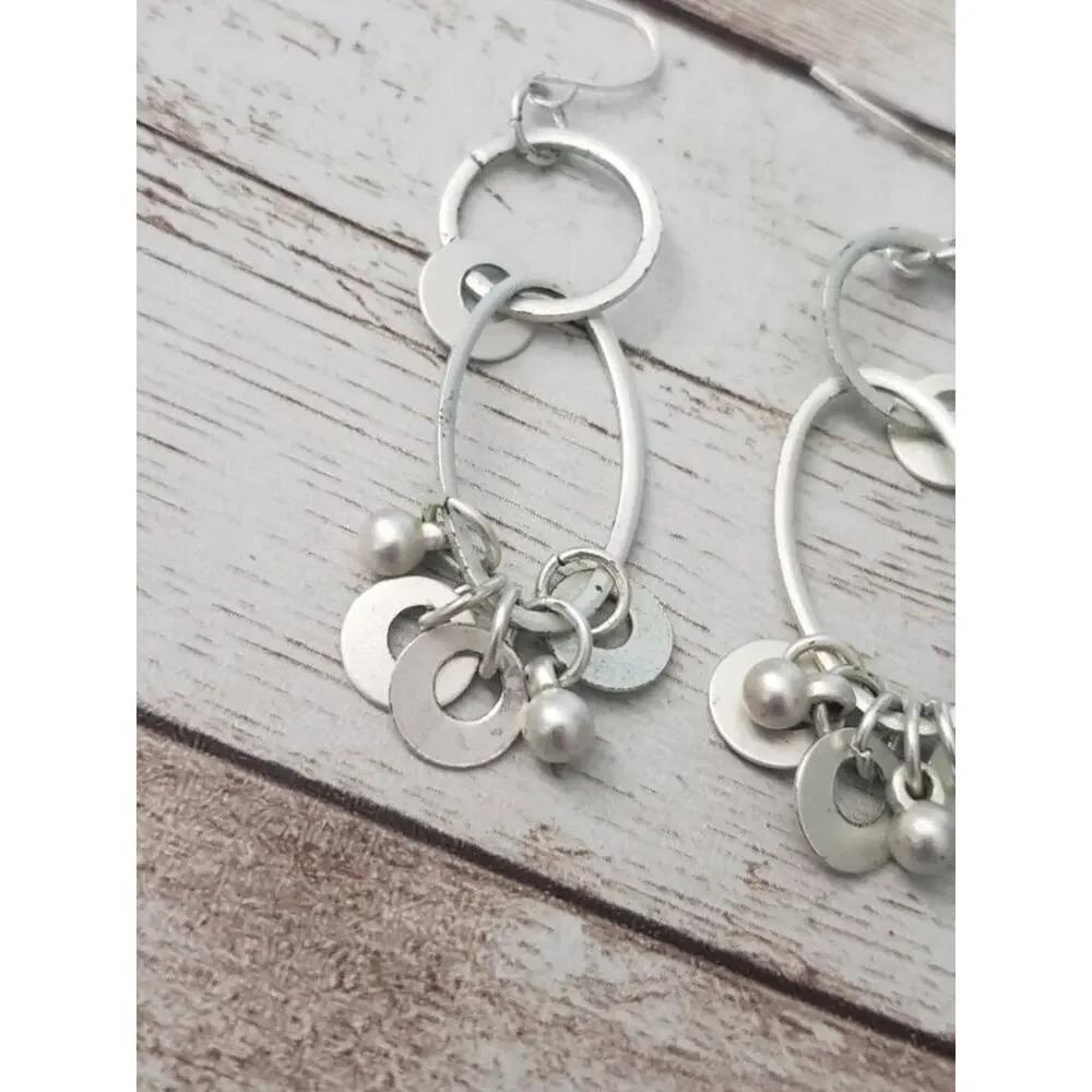 Dangle Earrings For Pierced Ears - Silver Tone Dangle (Some Tarnish)